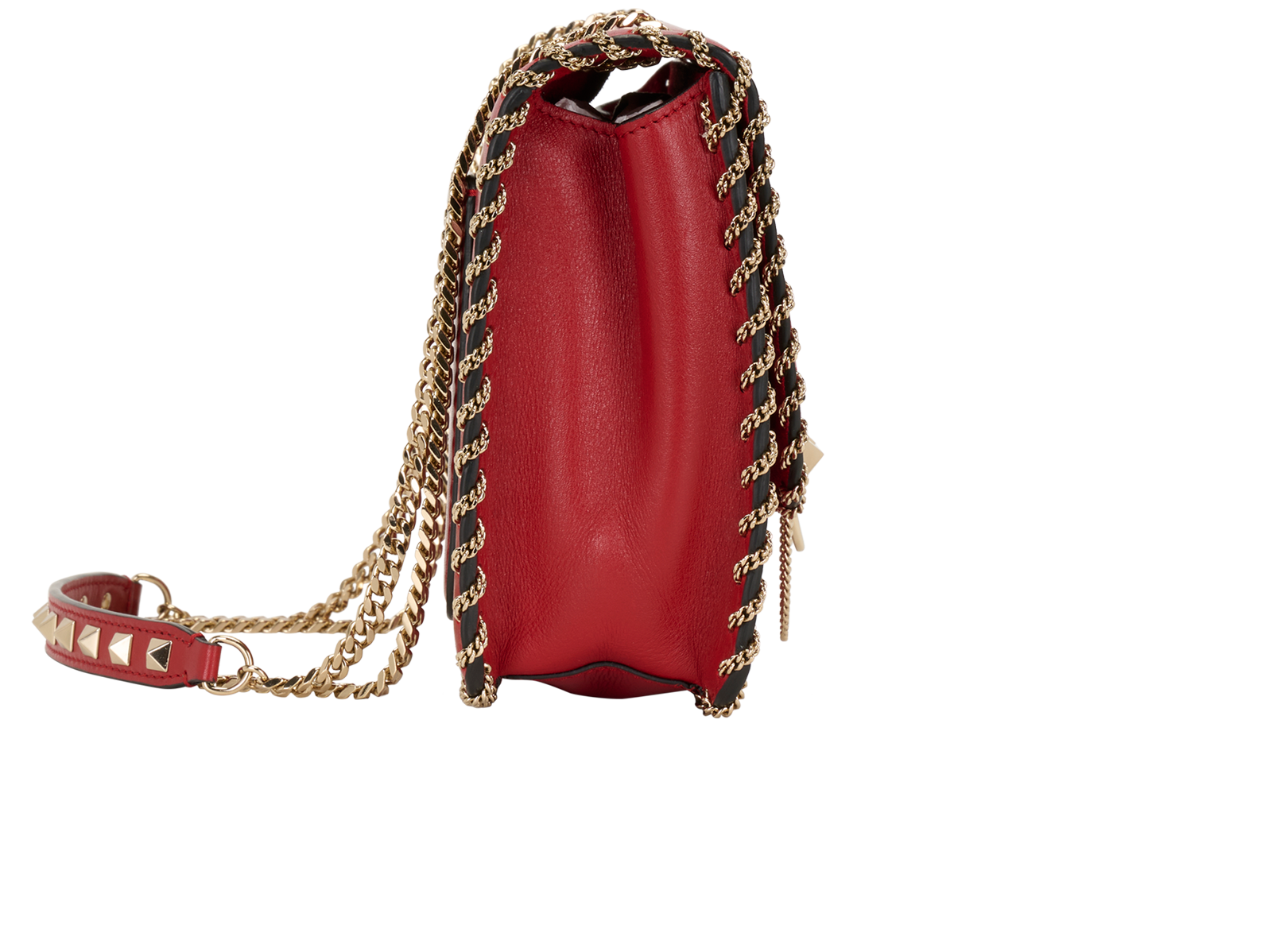 Small Demilune Shoulder Bag, &pound;375, Handbags, Red, Leather, Side view